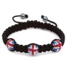 Shamballa Style Bracelet Union Jack 3 Crystal Ball